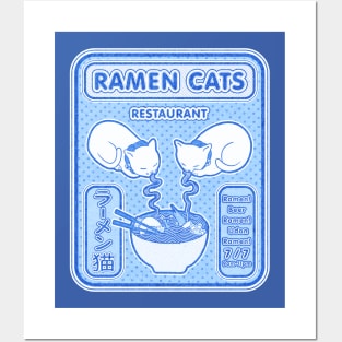 Ramen cats retro vintage japanese style Posters and Art